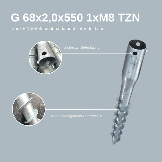 8 Stück: G 68x2,0x550 1xM8 TZN