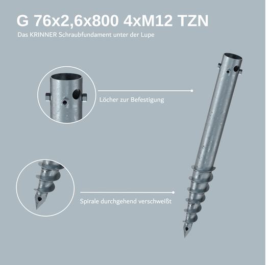 4 Stück: G 76x2,6x800 4xM12 TZN