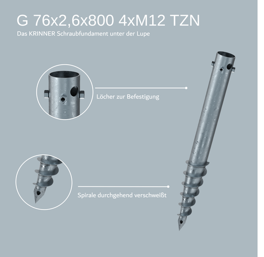 4 Stück: G 76x2,6x800 4xM12 TZN