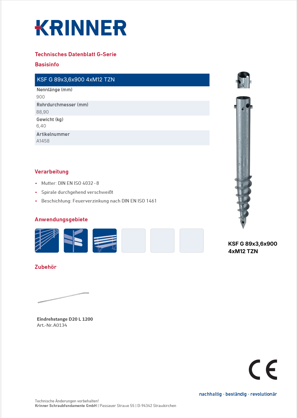 KSF G 89x3,6x900 4xM12 TZN