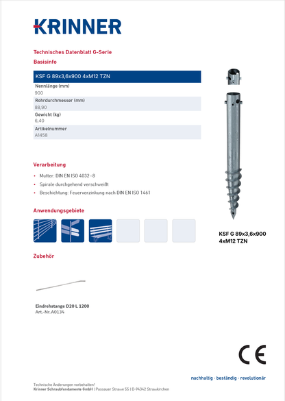KSF G 89x3,6x900 4xM12 TZN