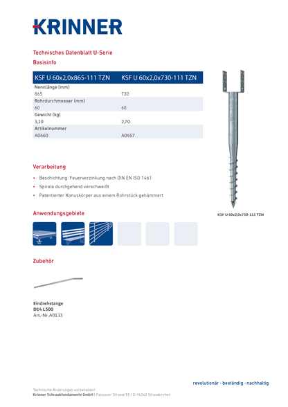 8 Stück: U 60x730-111