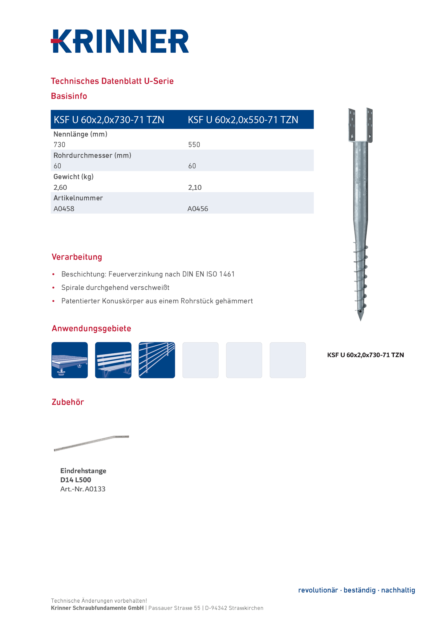 8 Stück: U 60x730-71