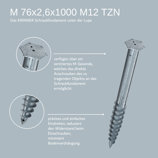4 Stück: M 76x2,6x1000 M12 TZN