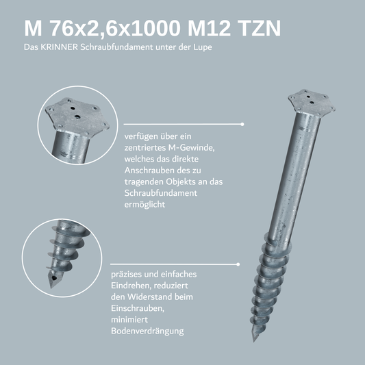 4 Stück: M 76x2,6x1000 M12 TZN