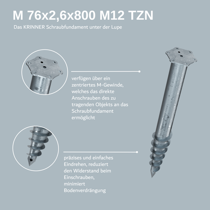 4 Stück: M 76x2,6x800 M12 TZN