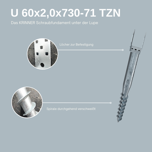 8 Stück: U 60x2,0x730-71 TZN